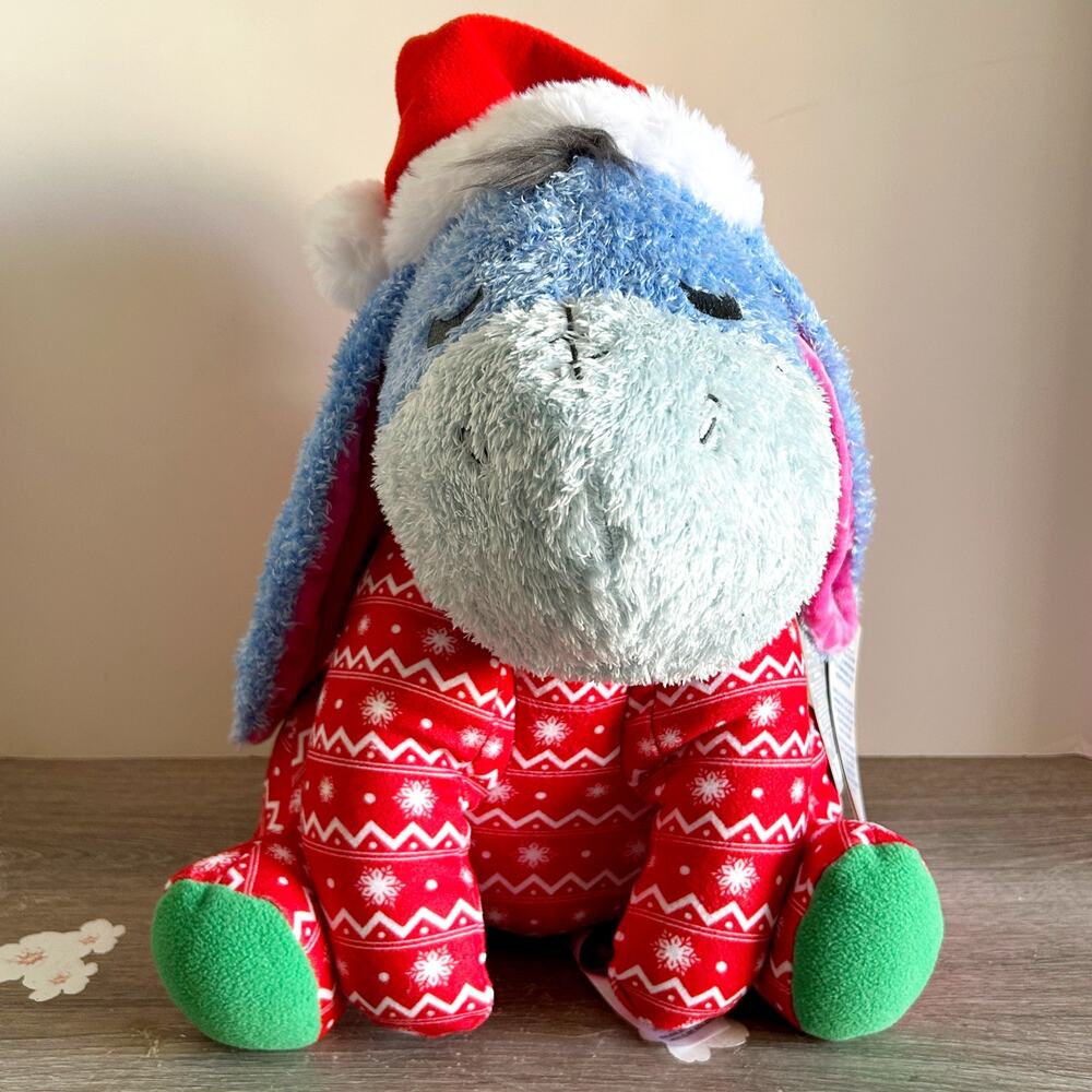 Disney Parks Eeyore Weighted Plush – Holiday Christmas Edition – 14” Pajamas NEW